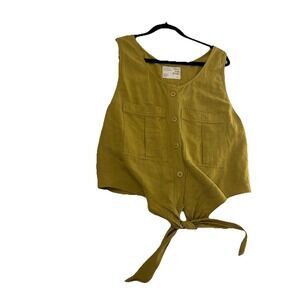 Jackson Rowe Olive Button Down Tie-Front Top